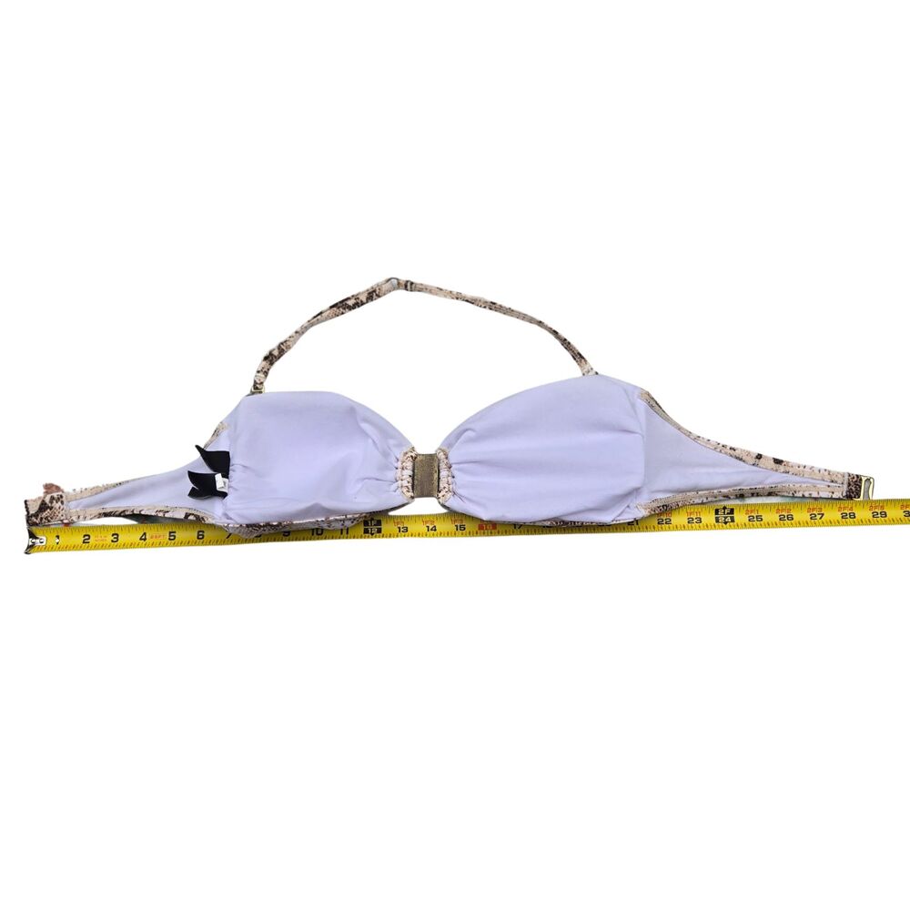 WHBM Y2K Glam Mob Wife Snakeskin Padded Gold Hardware Bandeau Bikini Top - Picture 7 of 7